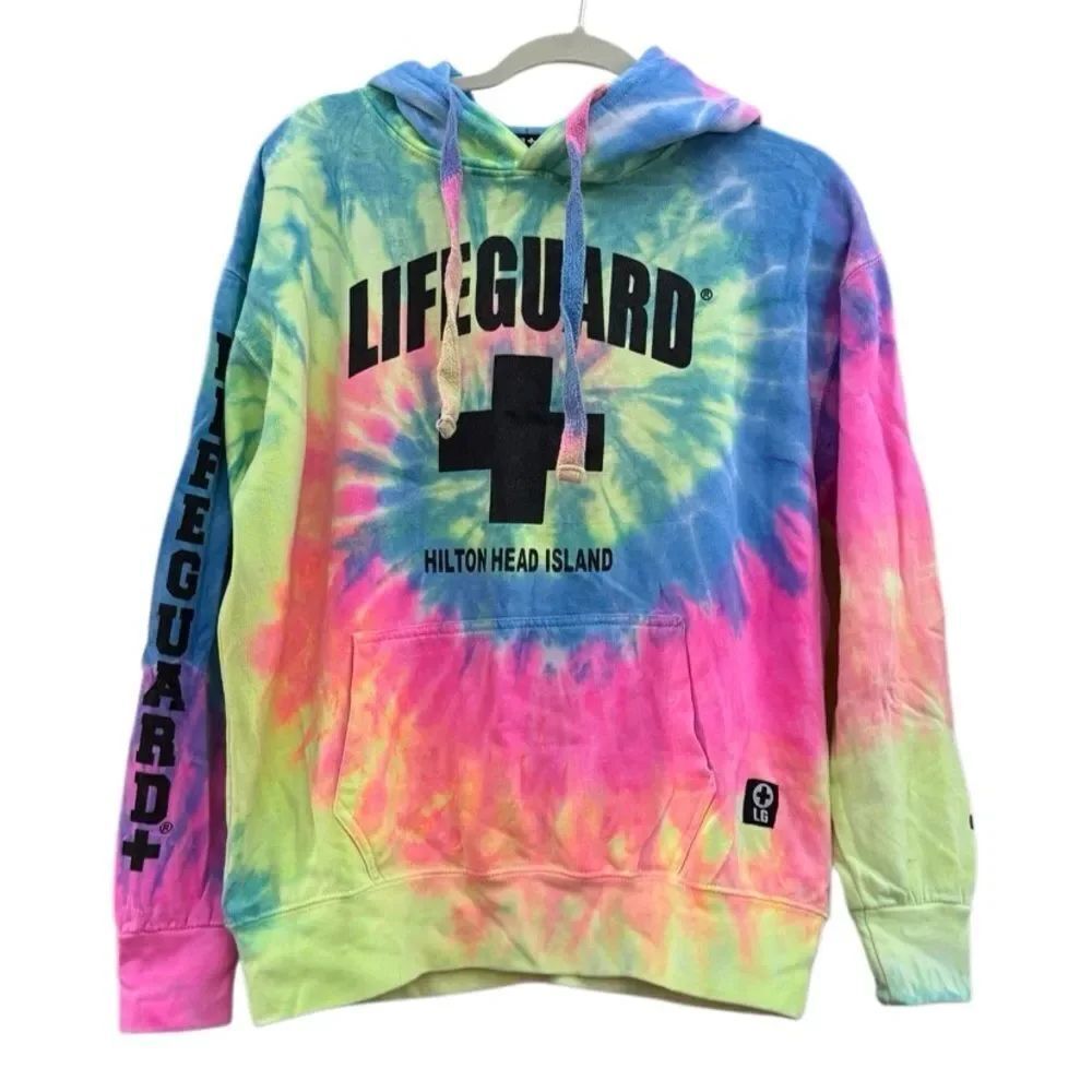 Lifeguard Women's Tie Dye Hoodie Sweatshirt Hilton Head Island SC Size Large - Picture 2 of 5